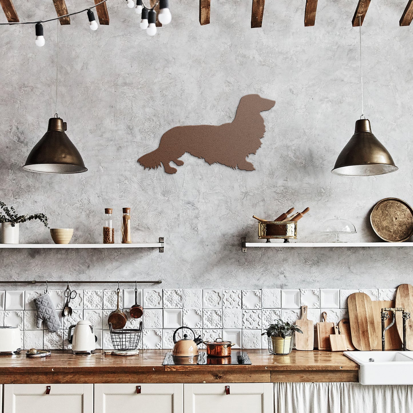 Elegant Long Hair Dachshund Steel Sign