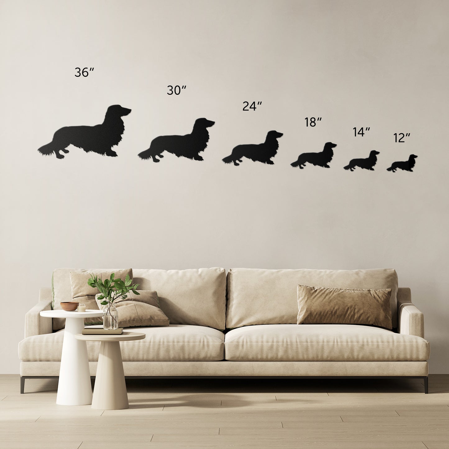 Elegant Long Hair Dachshund Steel Sign