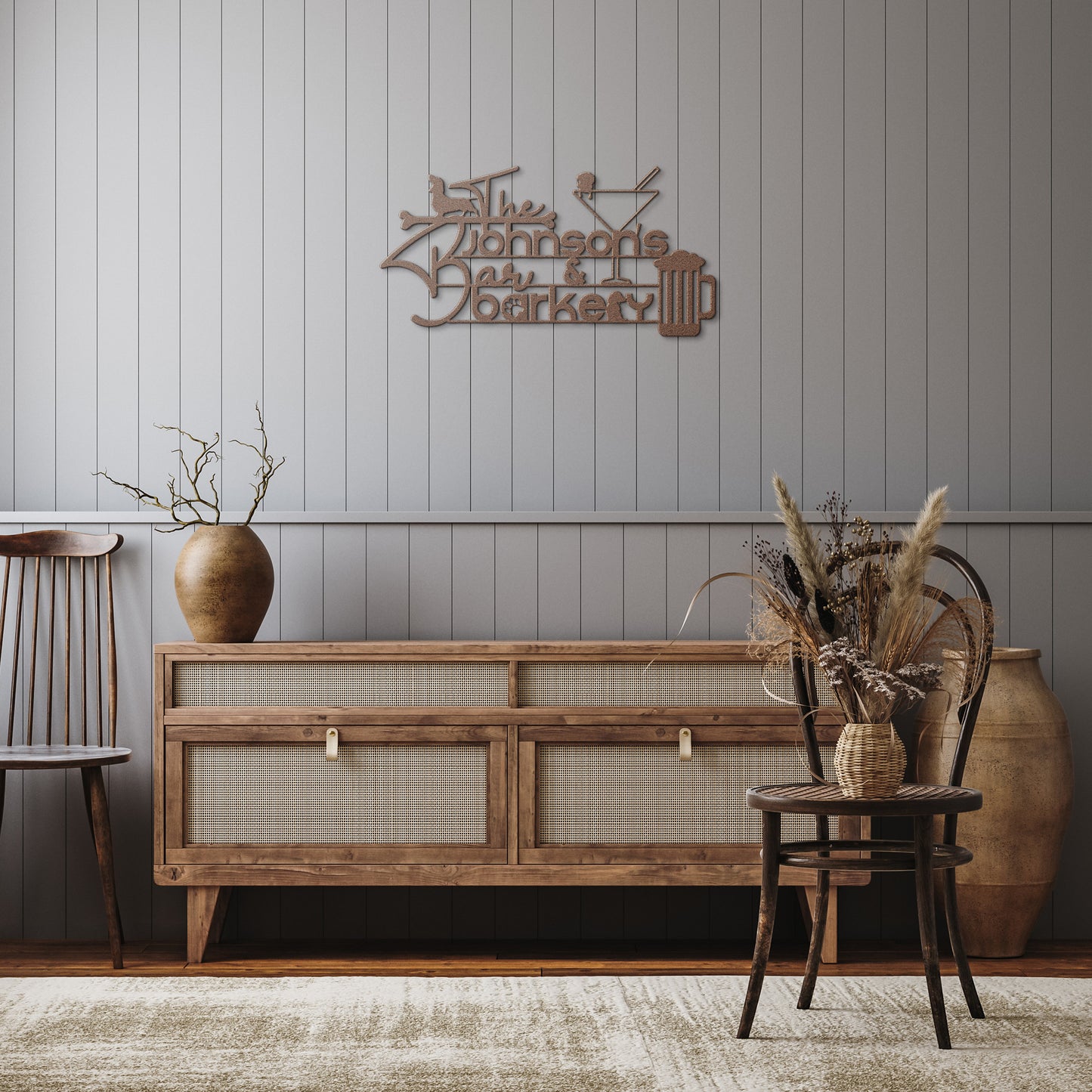 the bar and barkery - steel bar wall art