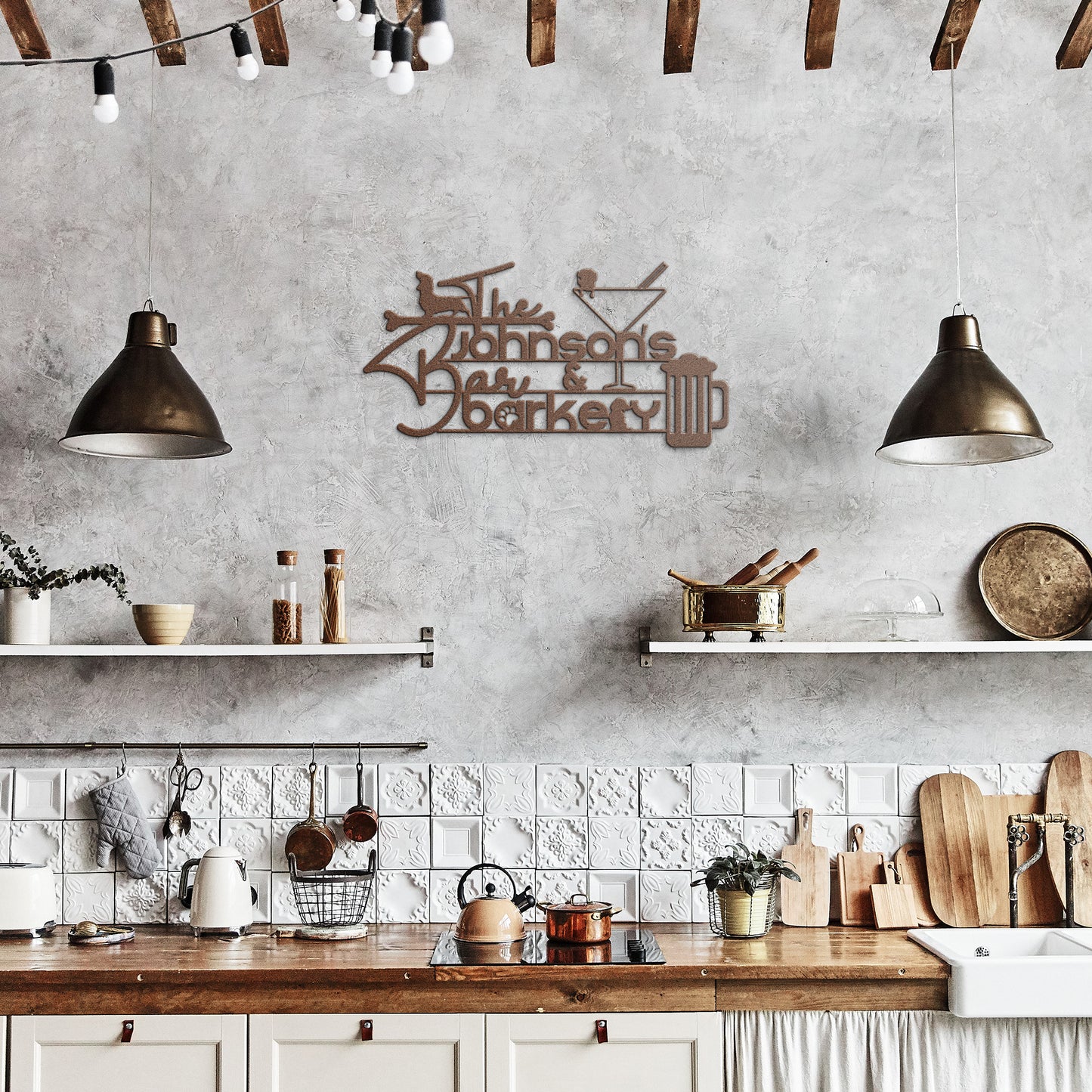 the bar and barkery - steel bar wall art