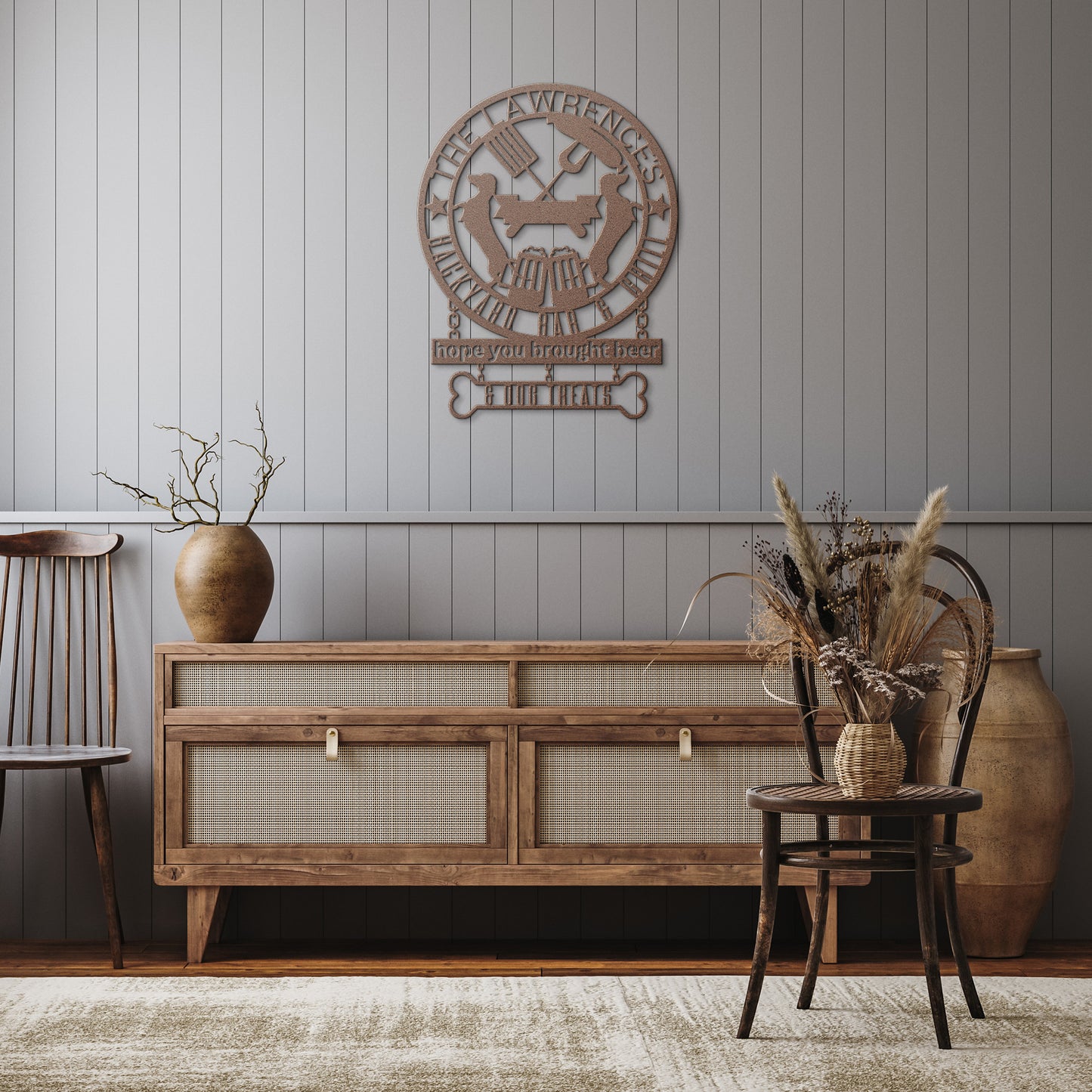 backyard bar & grill - funny steel wall art