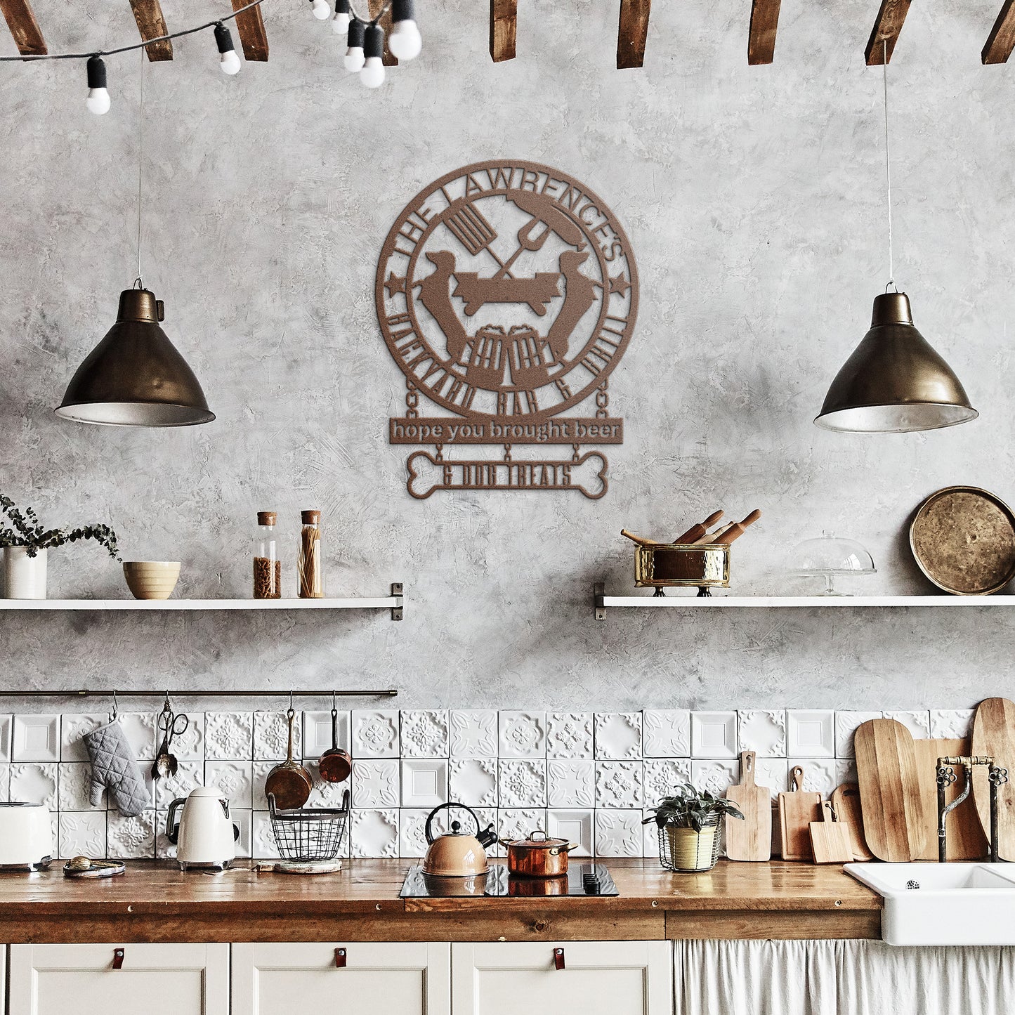backyard bar & grill - funny steel wall art