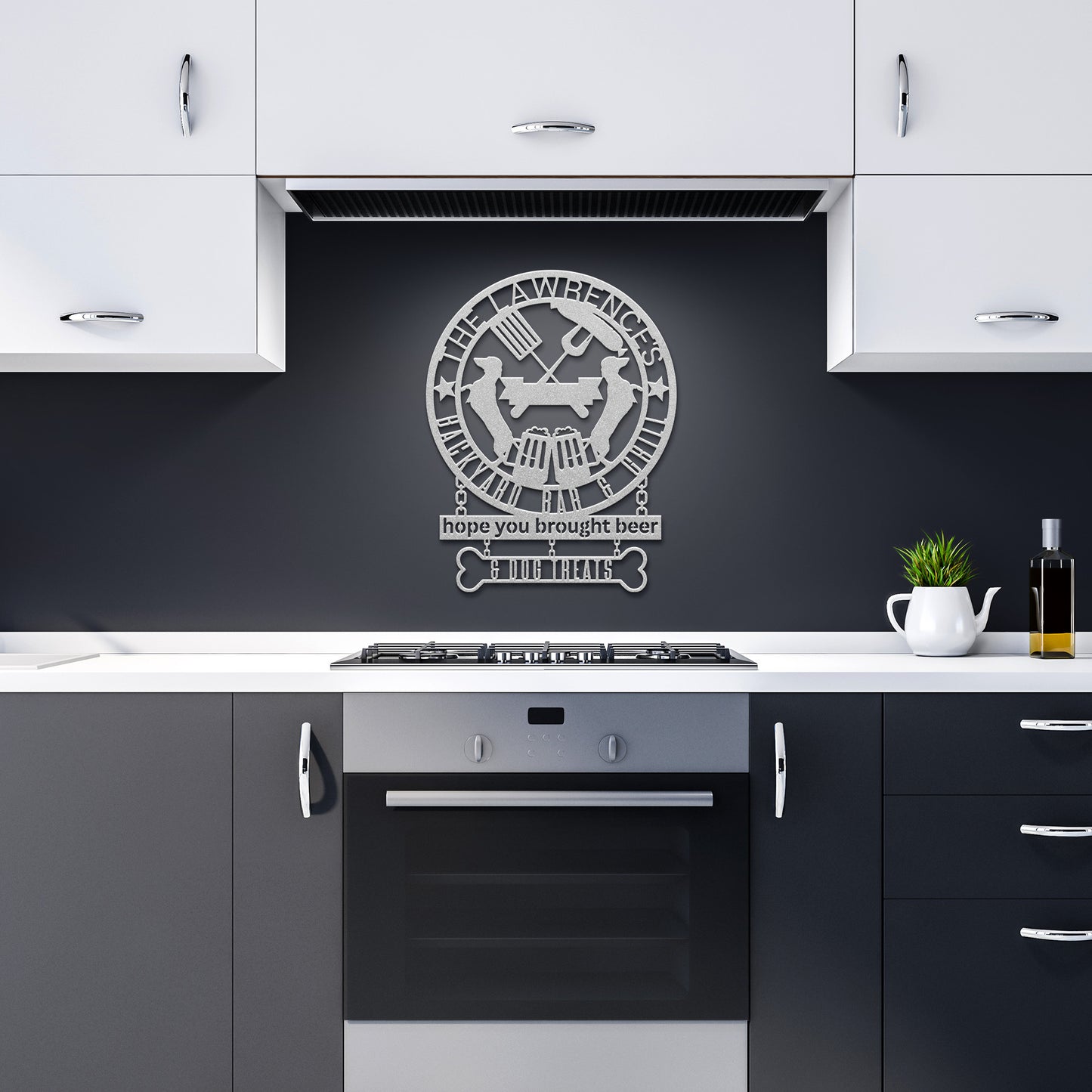 backyard bar & grill - funny steel wall art