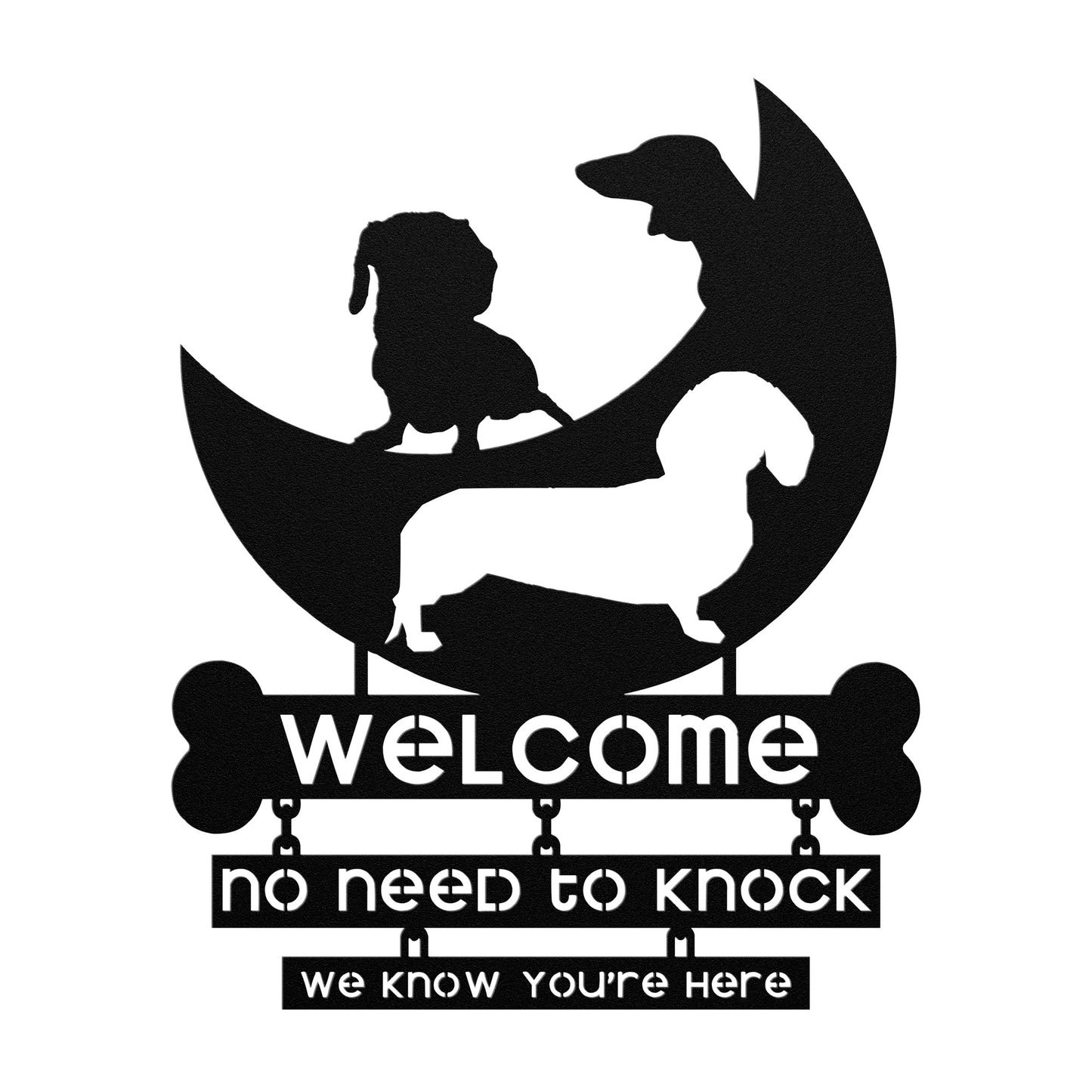 welcome hoomans - steel wall art