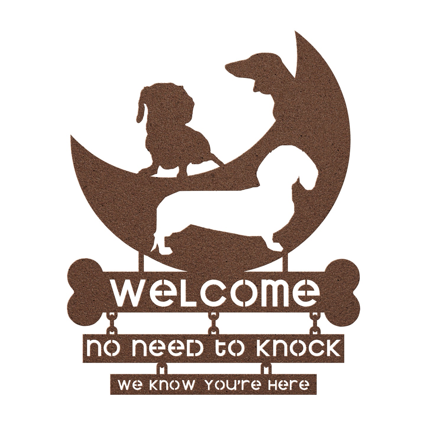 welcome hoomans - steel wall art