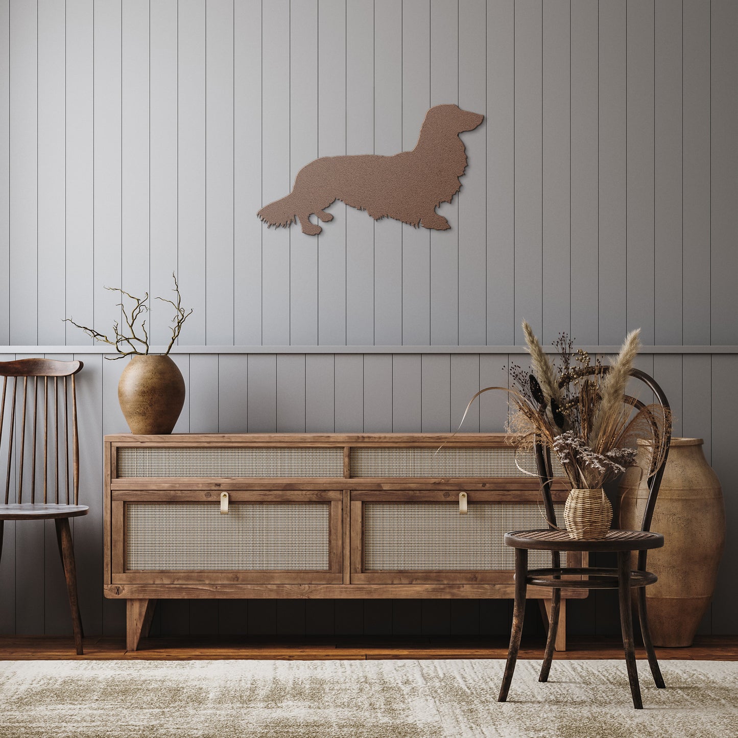 Elegant Long Hair Dachshund Steel Sign