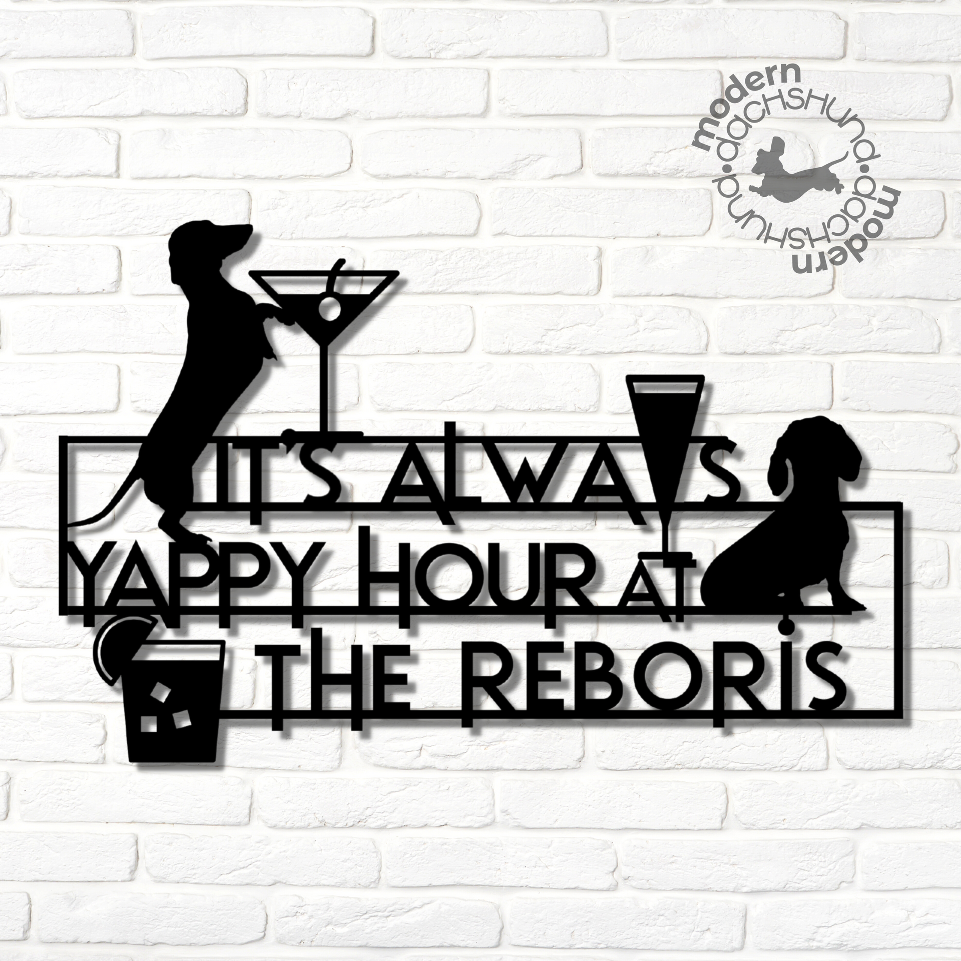 it's always yappy hour custom name wall art – moderndachshund